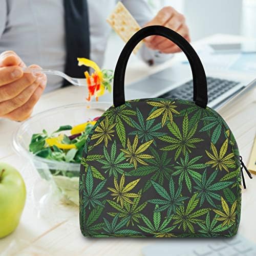 Случайна чанта за обяд Дамски - Зелен Лист марихуана, Голяма Запечатани Кутия за Обяд с плечевыми ремъци за работа Възрастни