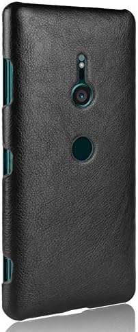 INSOLKIDON е Съвместим с Sony Xperia XZ3 Case PC Твърда делото Защитната Обвивка на телефона Ультратонкая Луксозна Усилена Защита Матиран Кожена Броня и Задната обвивка (черен)