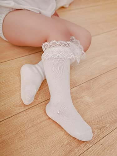 Чорапи за новородените момичета и Дантелени Чорапи до коляното в цветенце за деца