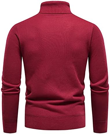 Пуловери Мъжки Пуловер С Висока Воротом Плътен Цвят Тънък Пуловер с Дъното за Мъже
