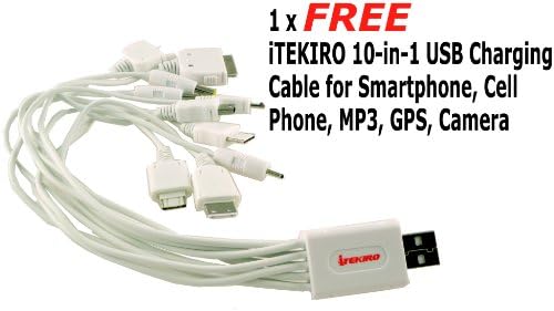 iTEKIRO AC Стенно Зарядно за Кола dc Комплект за Panasonic CGR-S002E + iTEKIRO 10-в-1 USB Кабел За зареждане