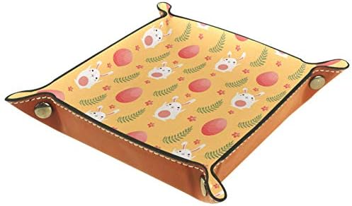 Сладък Cartoony Заек и Яйце Жълто Организатор Офис Тенис на Тава от Микрофибър Практична Кутия за Съхранение на Портфейли