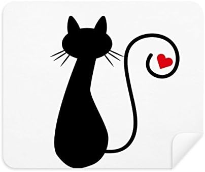 Сърцето Котка Седи Sihouette Животни Плат За Почистване на Екрана за Пречистване на 2 елемента Замшевой Тъкан