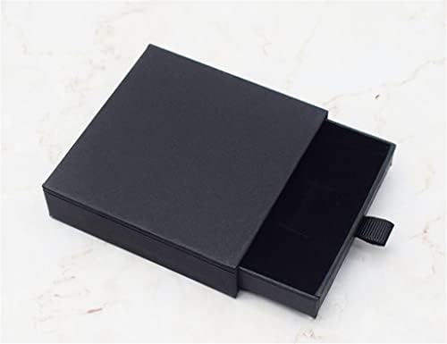 n/a Кутия от дебела крафтова хартия, Кутия За опаковане на Бижута Поздравителна Картичка Колие Гривна Подарък Витрина Картонени (Цвят: черен, размер: 8.2 * 8 * 1.9 см)