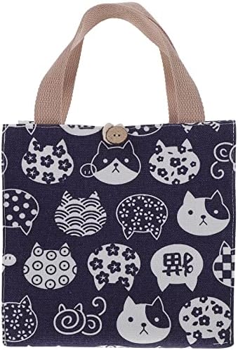 LUOZZY Чудесна Случайна чанта за Обяд Japanese Cat Lunch Bag Изолирано чанта за Обяд-бокс (Син)