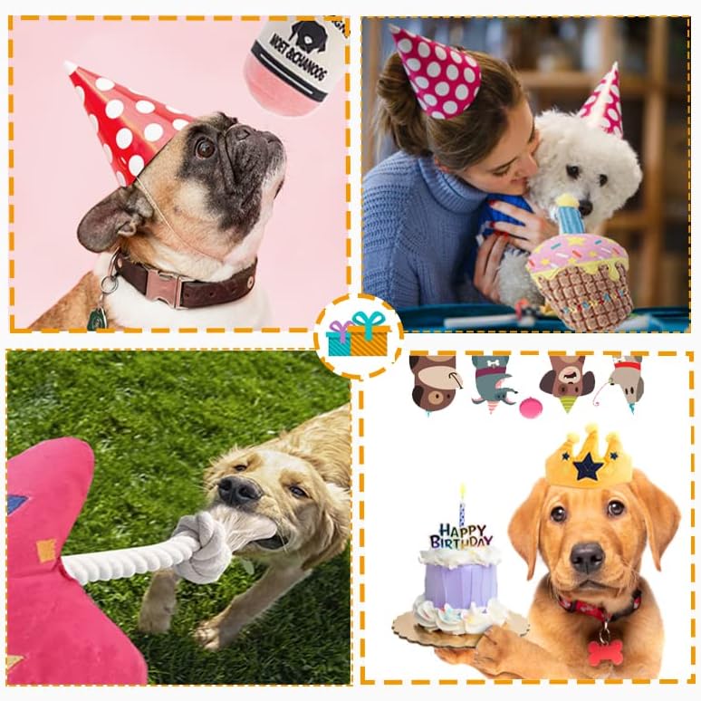 Подарък за парти, Шампанско, Crown, Балон, Торта Куче Дъвча честит Рожден Ден на Интерактивни Плюшени Играчки за Домашни