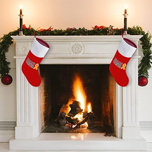 Коледни Чорапи, Beat Cancer от Червено Кадифе, с Бял Пакет шоколадови Бонбони, Коледни Декорации и Аксесоари за вашето