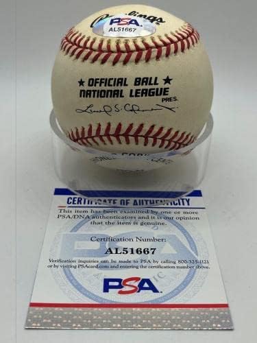 Еди Матюс Брейвз Подписа Автограф Официален Представител на MLB Бейзбол PSA DNA * 67 - Бейзболни топки С Автографи