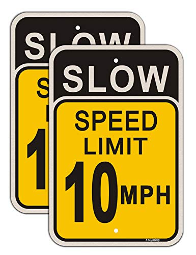 2 Пакета Знак за ограничение на бавна скорост 10 километра в час Знак за забавяне на движението 18x12 инча Пътен знак