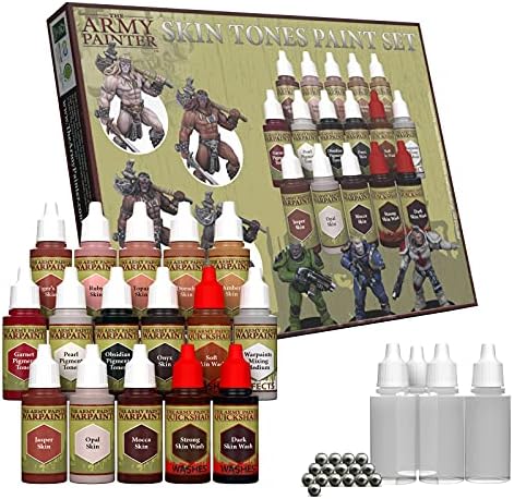 Набор от цветове Army Painter Skin Tones Paint, 16 Акрилни бои, 4 празни бутилки и 16 Топки за смесване за напреднали