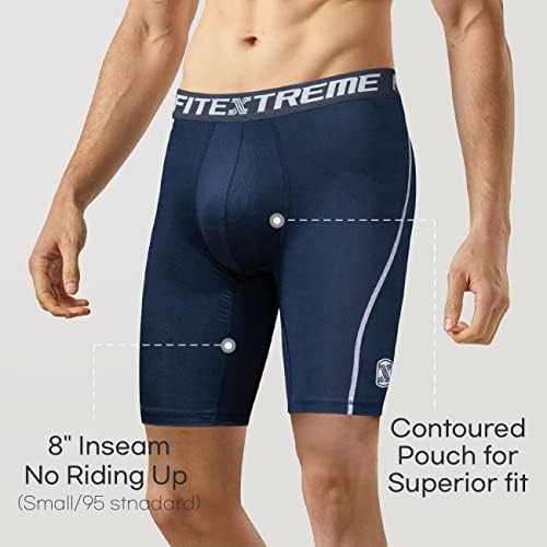 Мъжки Компресия Шорти FITEXTREME, 3 Опаковки, Окото Cool Dry, За Спортната тренировка При Движение