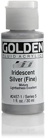 Златни Течна Акрилна боя 1 Унция -Искрящо Сребро покритие