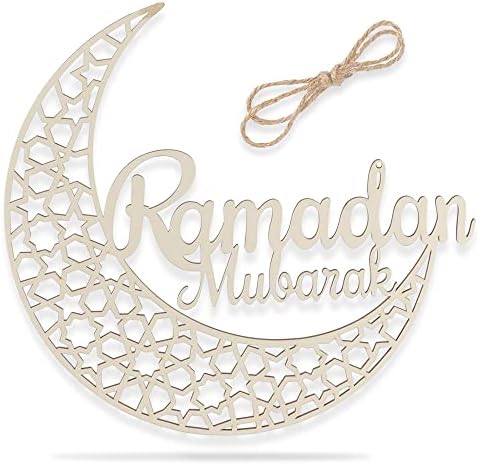 Венец на Рамадан - е Знак на свещения месец Рамадан мубарак (12 инча) - Украса на Рамадан за дома - Декор в Рамадан - Подаръци за Рамадан - Украса на вратите на Рамадан - е