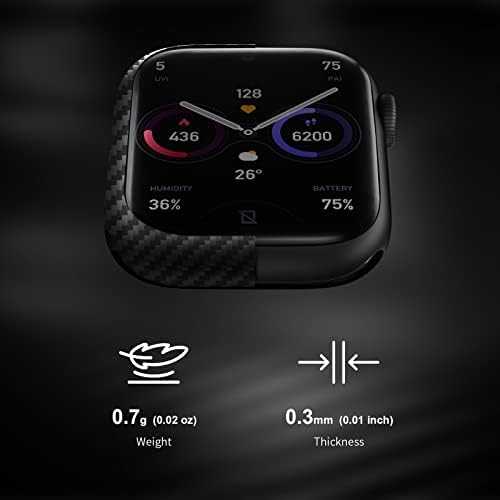 Ултра тънък калъф MEMUMI за Apple Watch Series 8 Series 7 от въглеродни влакна, 45 мм, със защита от военен клас от надраскване,
