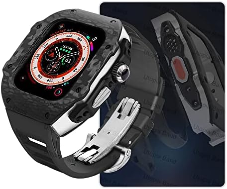 Комплект модификация BHOLSA Калъф, изработени от въглеродни влакна за Apple Watch Ultra 8 7 6 SE с Метална Джанта Комплект