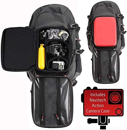 Раница за екшън камери Navitech и Червен Калъф за съхранение с вградено нагрудным колан - Съвместим с екшън камера AKASO