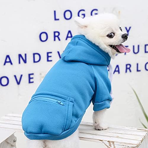 Ruio/ Пуловери за малки кучета, Есенно-зимна Руното Hoody с джоб с цип за домашни любимци, Обикновена Потници, Блузи
