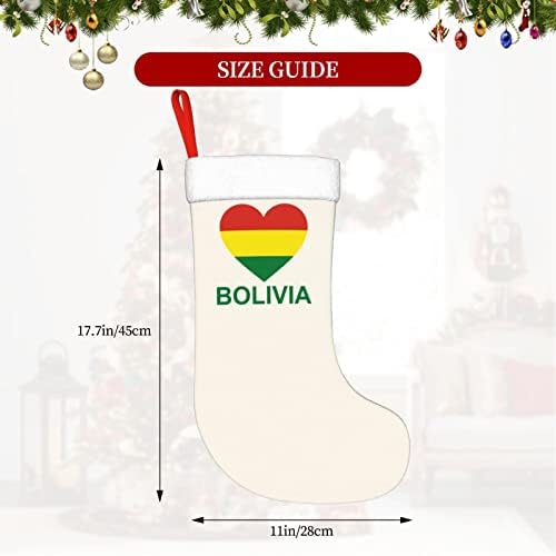 QG ZZX Любов Боливия Коледни Чорапи, Коледни Чорапи Камина Окачен на Стелката 18 Инча(А) А) Празнична Украса