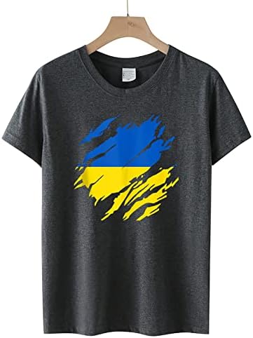 TOTGO Мода Унисекс С Къс Ръкав Украйна Риза Плюс Размера на Свободно Намаляване на Кръгла Силует Знаме на Украйна Графични