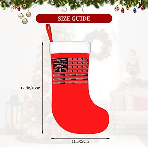QG ZZX Голям Американски Флаг с Оръжие Коледен Отглеждане на Коледни Чорапи, Окачен Чорап за Камина 18 Инча Празнична