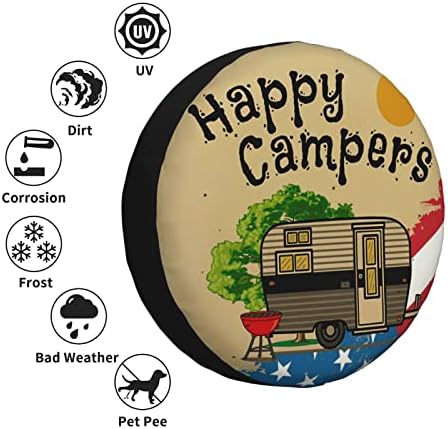Калъф за Резервна гума Happy Camper Wheel Калъф За гуми Водоустойчива Защита От Слънцето е Универсален Подходящ за Ремаркета