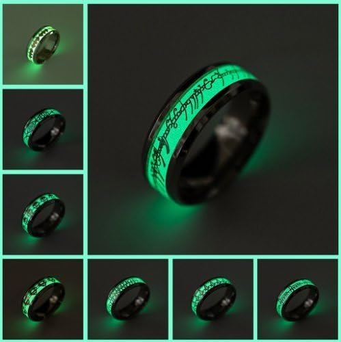 Магазин Нонгхай, Нов келтски дракон, светещи в тъмното пръстени, светещи пръстени от титанов стомана, Размер 6-12 (7)