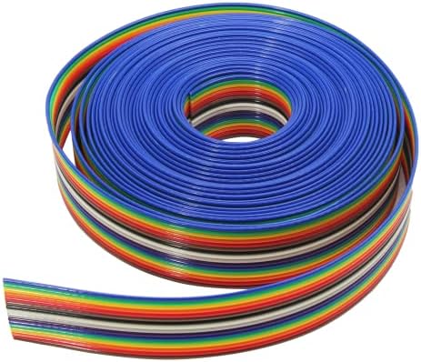 Лентов кабел IDC цветове на дъгата Piutouyar, 16-опънат (16 фута / 5 м) Съединители IDC за конектори с по стъпка 2.54