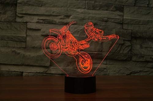 Jinnwell Мотокрос 3D Байк Мотоциклет Нощно Лампа Илюзия 7 цвята което променя Сензорен Прекъсвач Тенис Украса на масата