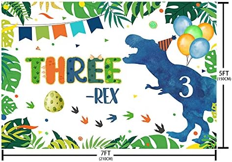 AIBIIN 7x5ft Динозавър Три рекса Фон за Рожден Ден за Момче от 3-ти Рожден Ден на Яйце на Динозавър Балон Конфети Фон