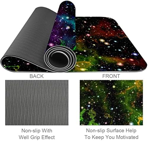 Килимче за йога с дебелина 6 мм, Брилянтни Цветни Разпечатки на Вселената, Екологично Чисти Постелки за упражнения от