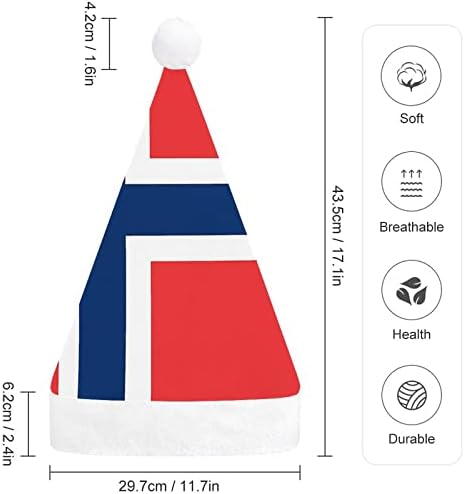 Коледна шапка с флага на Норвегия, мек плюшен шапчица Дядо Коледа, забавна шапчица за коледно новогодишната празнична
