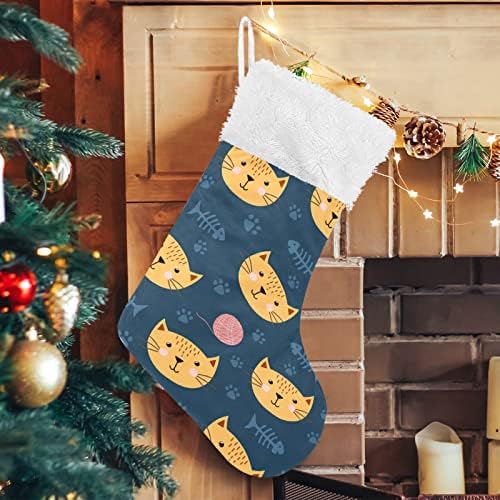 Коледни Чорапи с изображение на Котка от Картун xigua, Бели Плюшени Чорапи-маншети, Подарък ленти за Официални Празнични