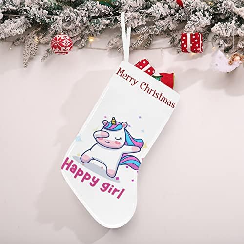 Коледни Чорапи с Шарени Щастливи Момичета под формата на Еднорог 18 См Голям Коледен Декор