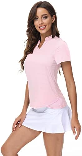 DOTIN / Дамски Ризи Топка за голф с V-образно деколте, 2 опаковки, с Къс Ръкав, Без яка, бързо съхнещи Спортни Тениски,