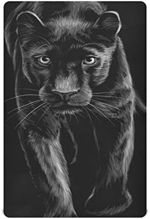 ALAZA Panther Animal Черни Чаршафи за Легла, Чаршаф за Люлка за Момчета и Момичета, Стандартен Размер 52x28 инча