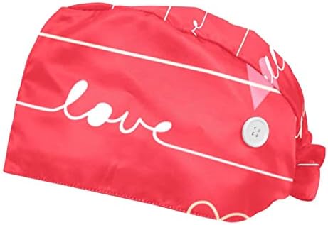 2 Опаковки Регулируема работна Шапки с Бутони, Лентата на главата и с надпис Love Valentine Карта, за жени и Мъже, Един