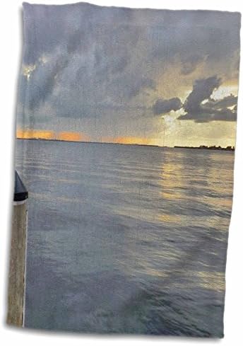 Кърпи 3dRose Florene Sunset - Сив с жълта отражение на Залез слънце - twl-37312-1)