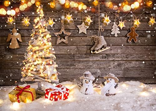 BELECO 10x8ft Текстилен Коледен Дървен Стенен Фон За Снимки във формата на Снежинки, Коледно Дърво, Лъскави Светлини,