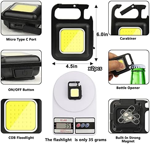 2 Опаковане на Малки Прожектора на КОЧАН, от 1000 Лумена, Ключодържател COB, Работно Светлина, Ярка Акумулаторна батерия