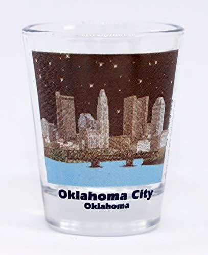 Оклахома Сити Нощен Хоризонт Оклахома Цветна Снимка Чаша