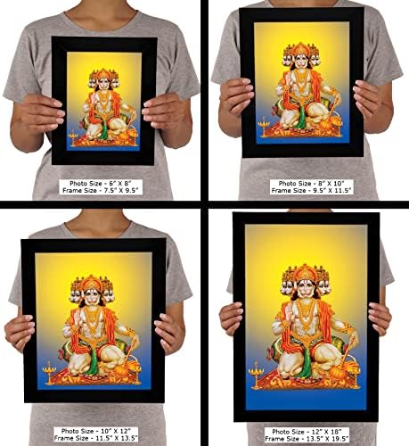 IBA Indianbeautifulart Рамка За Снимки на Хиндуисткия Бог Punch Мукхи Лорд Хануман С Различни Глави, Держащими Различни